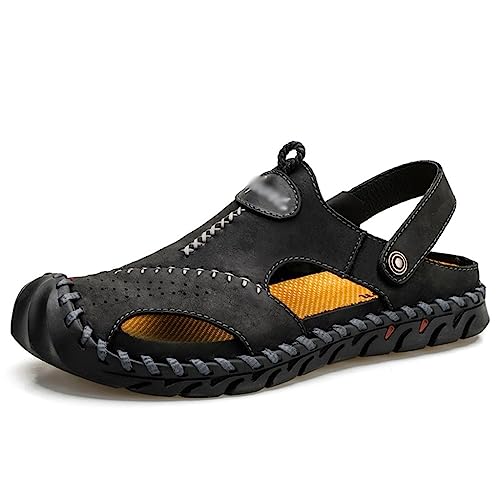 Black Casual Headband Hollowed Out Purpose Slippers For Men's Outdoor Breathable Beach Shoes