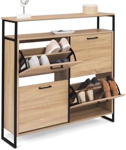 IDMarket LUIS - Zapatero de 4 puertas, estante superior, de diseñ...