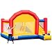 GOFLAME Inflatable Jumping Bounce House with Protective Netting, Jumping Slide Castle for Kids Play, for Indoor and Outdoor Use, Inflatable Bouncer Without Air Blower