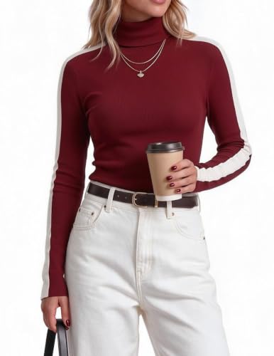 Zeagoo Womens Turtleneck Sweater Long Sleeve Tops Basic Fall Clothes