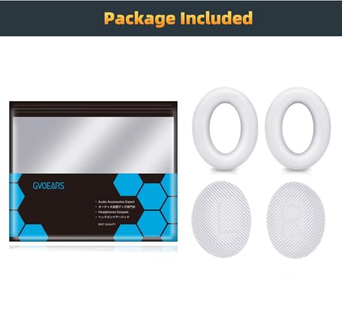Premium Replacement Ear Pads Compatible for Bose QC35 & QC35ii Over-Ear Headphones Made by GEVO- Comfortable Adaptive Memory Foam and Extra Durable Earpads Kit for Bose QuietComfort 35 &35ii(White)