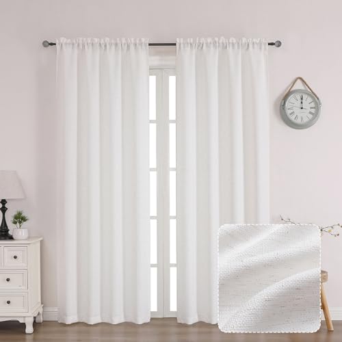Chyhomenyc Bennet Linen Curtains 72 Inch Length 2 Panels Set, Burlap Faux Linen Textured Light Filtering Soft Airy Privacy Farmhouse Curtain Drapes for Living Room Bedroom, 40Wx72L Inches, Natural