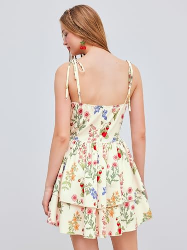 Image of CIDER Floral Dress for Women Summer Mini Sundresses Spaghetti Strap Cute Vacation Dresses Boho Casual Outfits