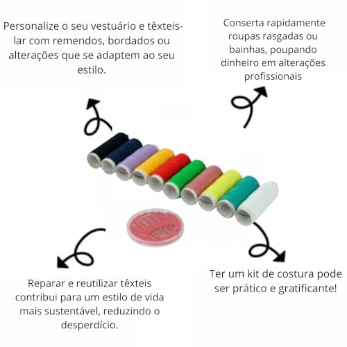 【Kit De Costura 11 Peças 】 P/Viagem Botão 11 Peças Mais Estojo, Kit Costura Profissional, Linhas De