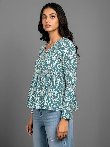 Image of Casual Rayon V-Neck Full Sleeves Stylish Peplum Top for Women(28 inch Inches)