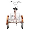 HUSPOO 24 Inch Adult Tricycle, 6 Speed 3 Wheel Bike with Light, Basket Adjustable Seat Tricycle Cruise Bike for Shopping Outdoor Picnic Sports (Yellow) #5