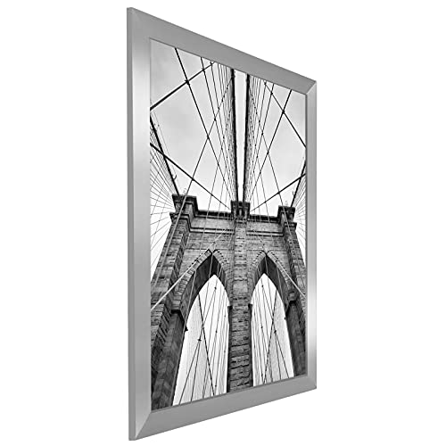 Americanflat 20x30 Poster Frame with Polished Plexiglass - Silver Picture Frame - Wide Photo Frames Made of Engineered Wood for Vertical or Horizontal Wall Display - Epic Collection - Silver