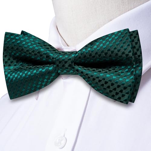 Image of Hi-Tie Bow Ties for Men Pre-Tied Pocket Square with Cufflinks Mens Bowtie Sets for Wedding Formal Party
