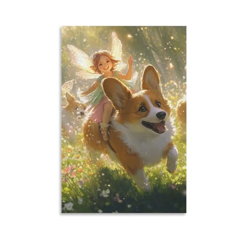 Toile Corgi premium pour décoration murale élégante en 50x75 cm