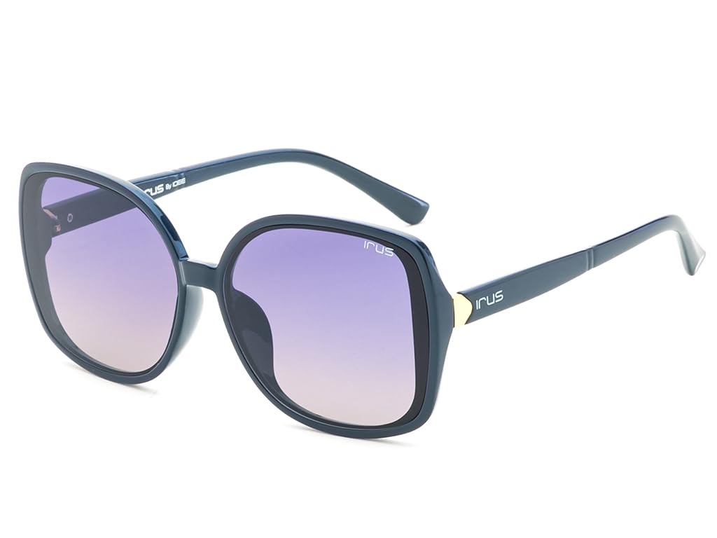 IRUSUv Protected Sunglasses For Women | Size- Large | Shape- Square | Model- Irs1213C3Sg, Blue