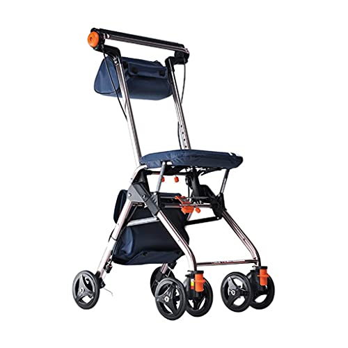 Ayudantes para Caminar mas Ligero del Mundo Andador 7 LB para Ancianos, Plegable, Frenos manuales y bloqueables,Aluminio, con Cesta, Ligero con Asiento y 4 Ruedas Cover