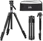 SmallRig 63" Video Travel Tripod, Carbon Fiber Tripod with Quick Release Fluid Head, Leveling Bowl Base and Center Column, 1.3kg Ultralight for Travel Photo & Video, Load up to 4kg / 8.82 lbs - 4221