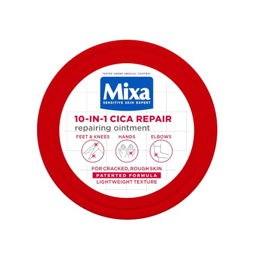 Mixa Balm 10-in-1 Cica Repair Ointment Repairing Balm for Cracked and Rough Skin with 40% Glycerin Urea and Allantoin Suitable for Slugging and Foot Care 150ml