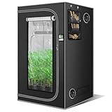 SNIGJAT 4x4 Grow Tent, 48'x48'x80' Indoor Grow Tent for Hydroponics with 600D Oxford Fabric, High Reflective Mylar, Observation Window, Vent Ports, Waterproof Tray & Tool Kit for Vegetables, Flowers