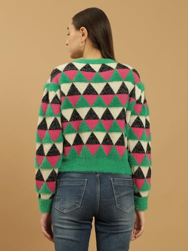 Image of BEATNIK Round Neck Full Sleeve Green Womens Wear Sweaters