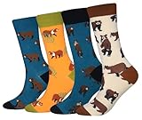 Cansok calcetines de Oso pardo Animal becerro la tripulación la novedad hombre 4 pares
