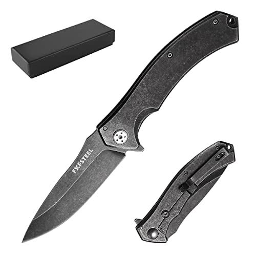 FXFSTEEL Folding Knives AUS-8 Blade with Stainless Steel Handle Multi tool Tactical Knife for Outdoor, Survival, Hunting and Camping EDC Pocket Folding Knife with Clip