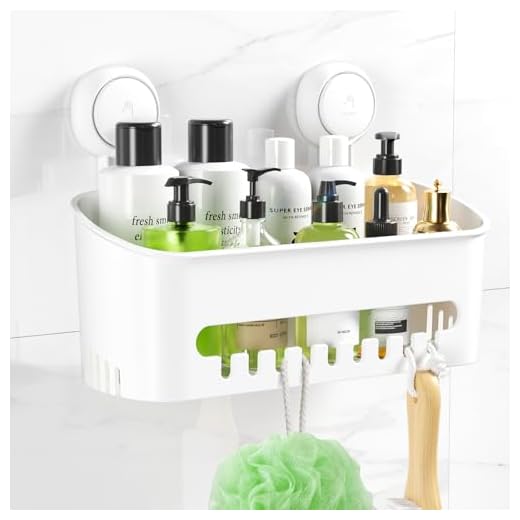 LUXEAR Bandeja de ducha con ventosa sin perforación, estante de ducha extraíble potente resistente que soporta hasta 22 libras, cesta de almacenamiento impermeable para champú y artículos de cambiador, organizador de baño y cocina