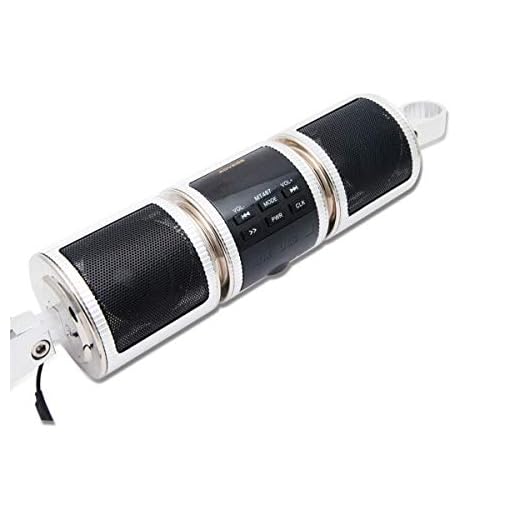 Motorcycle Bluetooth with Fm Radio, Maso Waterproof 12V Bike HiFi with Stereo Sound System for ATV Jet Ski Radio Remote Alarm MP3 Player Black Silver