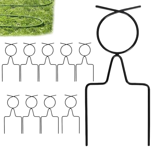 Guides de tuyau pour jardin, ensemble de guides de tuyau décoratifs en métal – Équipement d'arrosage réglable, protège-tuyau de parterre de fleurs pour...
