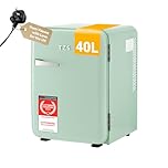 TZS First Austria - Retro Mini Fridge 40L - Silent Operation - Vintage Minibar for Bedrooms & Offices - Mint