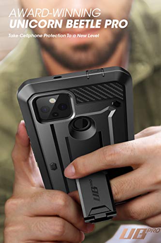 Supcase Unicorn Beetle Pro Series Case For Google Pixel 5A 5G, Full-Body Rugged Holster & Kickstand Case With Built-In Screen Protector (Black) #TOP5