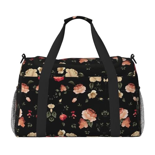 Sac pour articles personnels noir fleuri résistant pour organiser vos affaires de sport