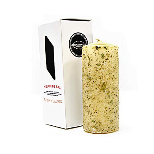 AROMASENSES Velas artesanales .- Velón de Sal Ruda y Laurel (5,5 cm x 15 cm) Cover