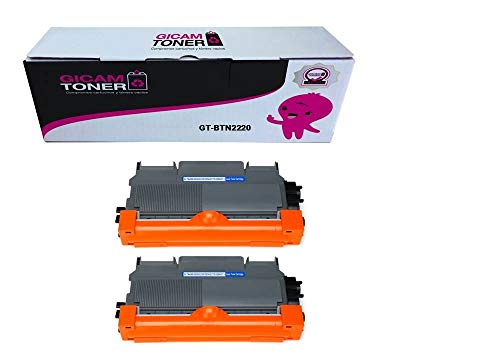 GICAM Toner 2220 X2 Tóner Compatible con Brother TN 2220 Alto Rendimiento Válido para Impresoras: HL 2240 / HL 2250DN / HL 2270DW / MFC 7360N / MFC 7460DN /