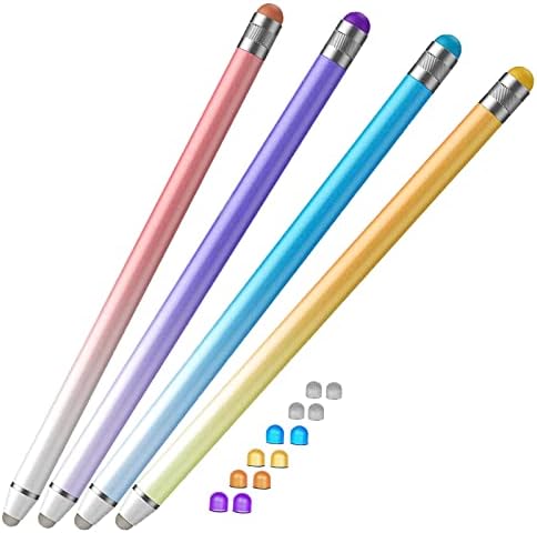 CPKEON Stylus Pens for Touch Screens (4 Pcs), Sensitivity Capacitive Stylus 2 in 1 Touch Screen Pen with 12 Extra Replaceable Tips for iPad iPhone Tablets Samsung Galaxy All Universal Touch Devices