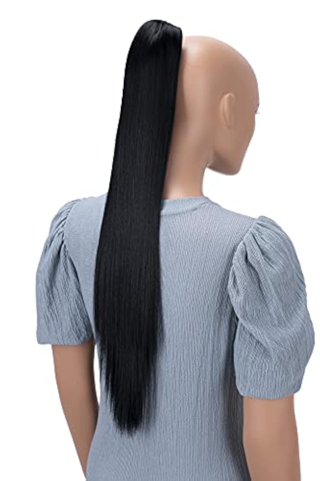 24" Black Ponytail Clip On Hair Extension