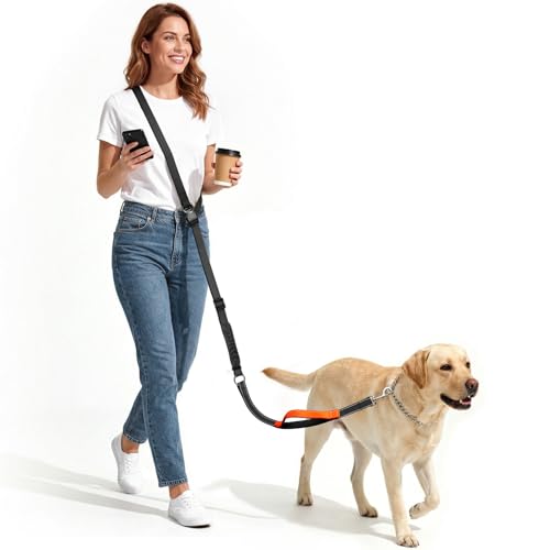 X XBEN Guinzaglio Cani Mani Libere, Multifunzionale Guinzaglio da Corsa per Cani Grande Media e Piccola, Cintura in Vita Regolabile Guinzagli per Cani con Doppie Maniglia Metallo Fibbia, 0,8-2,35 M
