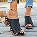 Women's Summer Fish Mouth Heel Sandals Vintage Slip on Summer Dress Chunky Block Heel Slippers Fashion Breathable Walking Vacation Casual Shoes