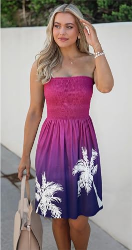 Image of elescat Summer Dresses for Women 2026 Strapless Casual Beach Cover Ups Tube Top Sundress