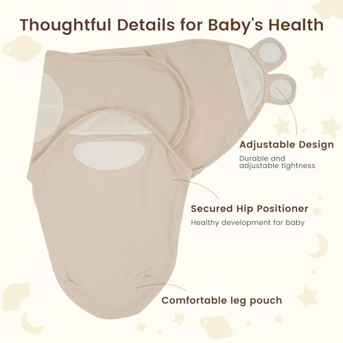 Image of PHF 100% Cotton Baby Swaddle Sleep Sacks for Newborn, 3 Pack Soft Breathable Baby Swaddle Sack 0-3 Months for Boys Girls, Easy Adjustable, Blanket Wrap, Newborn Essentials (Woodland)