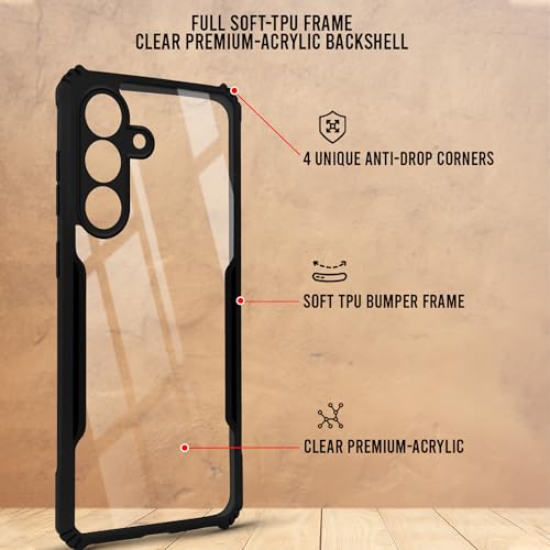 Image of Jkobi Hybrid Back Cover Case for Samsung Galaxy S26 Plus (Shockproof with Polycarbonate Clear Panel | Professional Black)