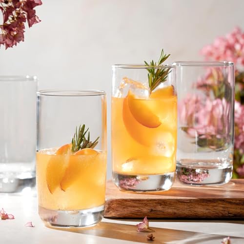 Image of Premium Crystal Water Glass Set of 6 - Highball Drinking Glasses Set for Home - Glass Set for Water Juice Shakes Mojito Cocktail Colddrinks (Atlass)