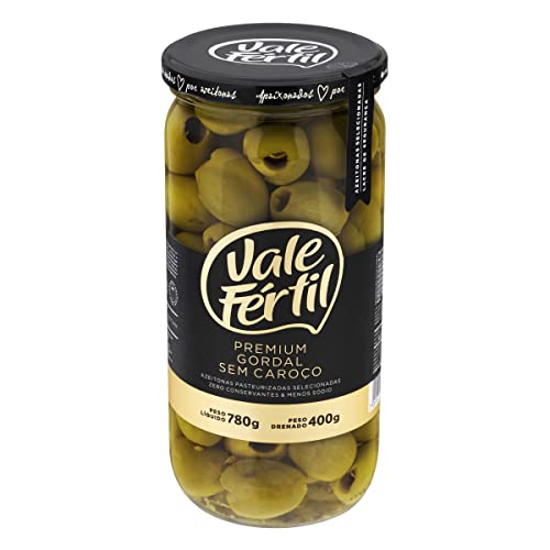 Azeitona Verde em Conserva Gordal sem Caroço Vale Fértil Premium Vidro 400g
