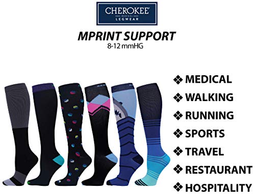 Image of Cherokee Compression Socks 10-15 mmHg Knee High 1 Pair Pack