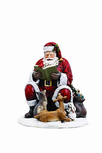 Napco Imports Santa Claus with Animal Friends 10 x 12.5 Inch Resin Holiday Tabletop Christmas Figurine