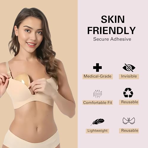 Silken Grace Push Up Sticky Bra Inserts - Invisible Bra Pads Inserts, Bra Inserts With Nipple Covers Pasties2