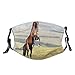 Produktbild NOLYXICI Gesichtsbedeckung Bay Akhal-Teke Pferd Hengst Aufzucht auf dem Feld Edle Säugetiere im Freien Sturmhaube Unisex Wiederverwendbare Anti-Staub-Mund Bandanas Halsmanschette mit 2 Filtern