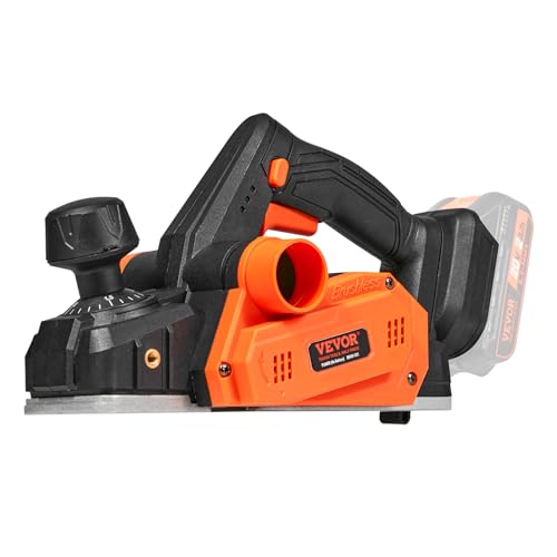 VEVOR Akku-Hobel 20V Handhobel 82mm Breite Hobelmaschine 2mm Hobeltiefe Elektrohobel 16500U/min Einhandhobel mit HSS-Klingen und doppeltem Staubauslasssystem Hobekl Handhobelmaschine