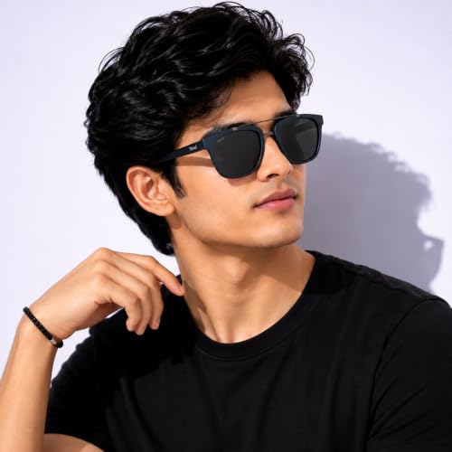 Image of Stood Techy Serie Sunglasses |Rounded Square | UV Protected | Matte | Double Metal Bridge | Medium | Men & Women | SG-STD0021