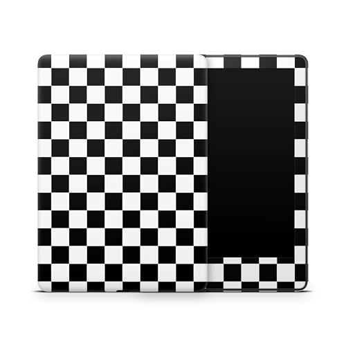ZOOMHITSKINS Kindle Skin Compatible with Kindle Paperwhite Gen 11 (2021), Black White Checkered Maze Chessboard Cute, Easy Bubble-Free 3M Vinyl Skin Decal Accessories, Made in The USA