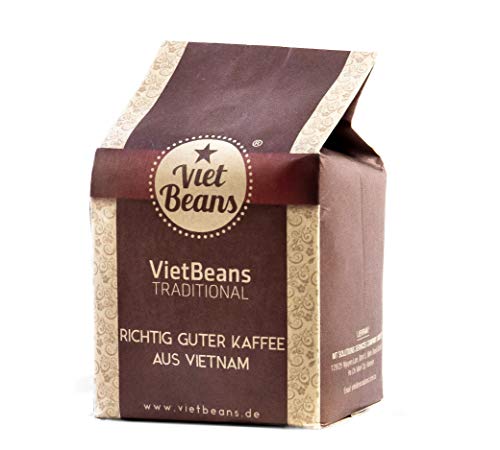 VietBeans Traditional – Ganze Kaffeebohnen – Traditionelle Trommelröstung - Hochwertiger vietnamesischer Kaffee – Geeignet für Vollautomaten - 250g