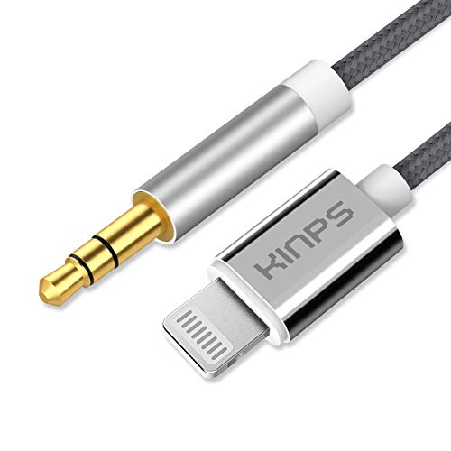 KINPS Apple MFI Certified Lightning to 3.5mm Male Aux Cable, (4FT/1.2M) Nylon Braided