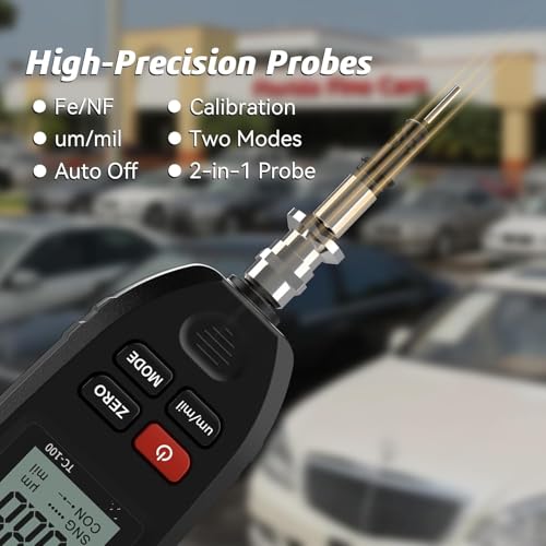 Image of XPR3SS TC100 Paint Thickness Gauge | Used Car Paint Inspection Meter | Coating & Dry Film Thickness (DFT) Tester | Paint Mil Thickness Gauge for Metal | Backlit LCD Elcometer
