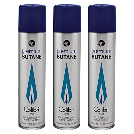 Colibri Premium Butane Fuel Refill for Lighters, 300ml (10.1fl oz) Cans, Pack of 3, Butane Torch Replacement Canisters, 99.999% Pure Butane Refill Fluid for Lighters