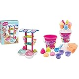 Produkt 1: Mit viel Zubehör - die Eisdiele verfügt über zwei Behälter mit durchsichtigem Deckel, aus welchem mit dem Portionierer der Sand herausgenommen und in die Waffelhörnchen gedrückt werden kann. Neben den vier Waffeln, sind auch ein Portionierer, Löffel und Cupcake-Sandformen im Set enthalten